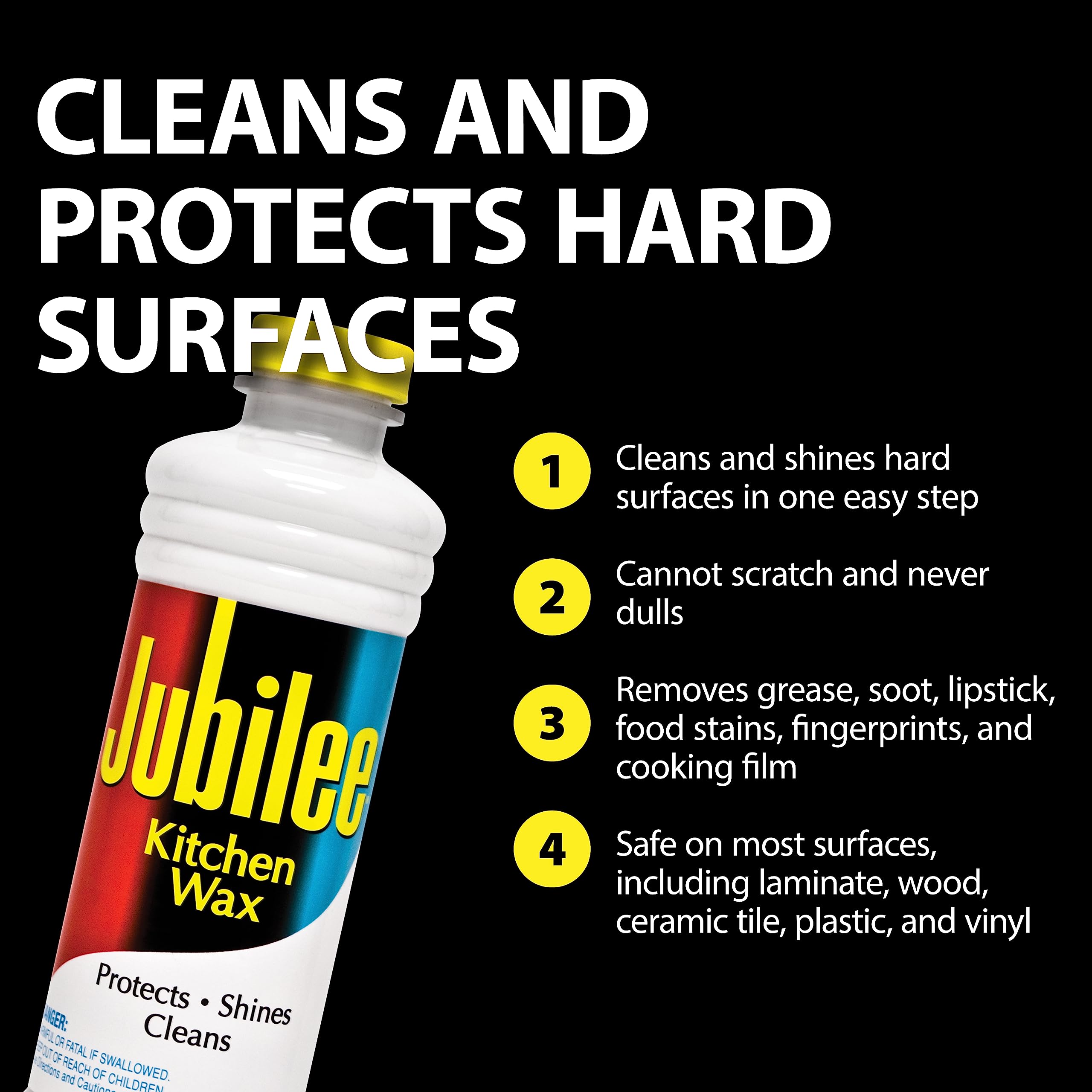 Jubilee Kitchen Wax (2-Pack) - Ultimate Kitchen Cleaner for Countertops, Appliances, and Cabinets/Clean & Shiny Surfaces/Easy-to-Use/Use for Countertops, Sinks, Tables, Tiles & More (524815) - Image 3