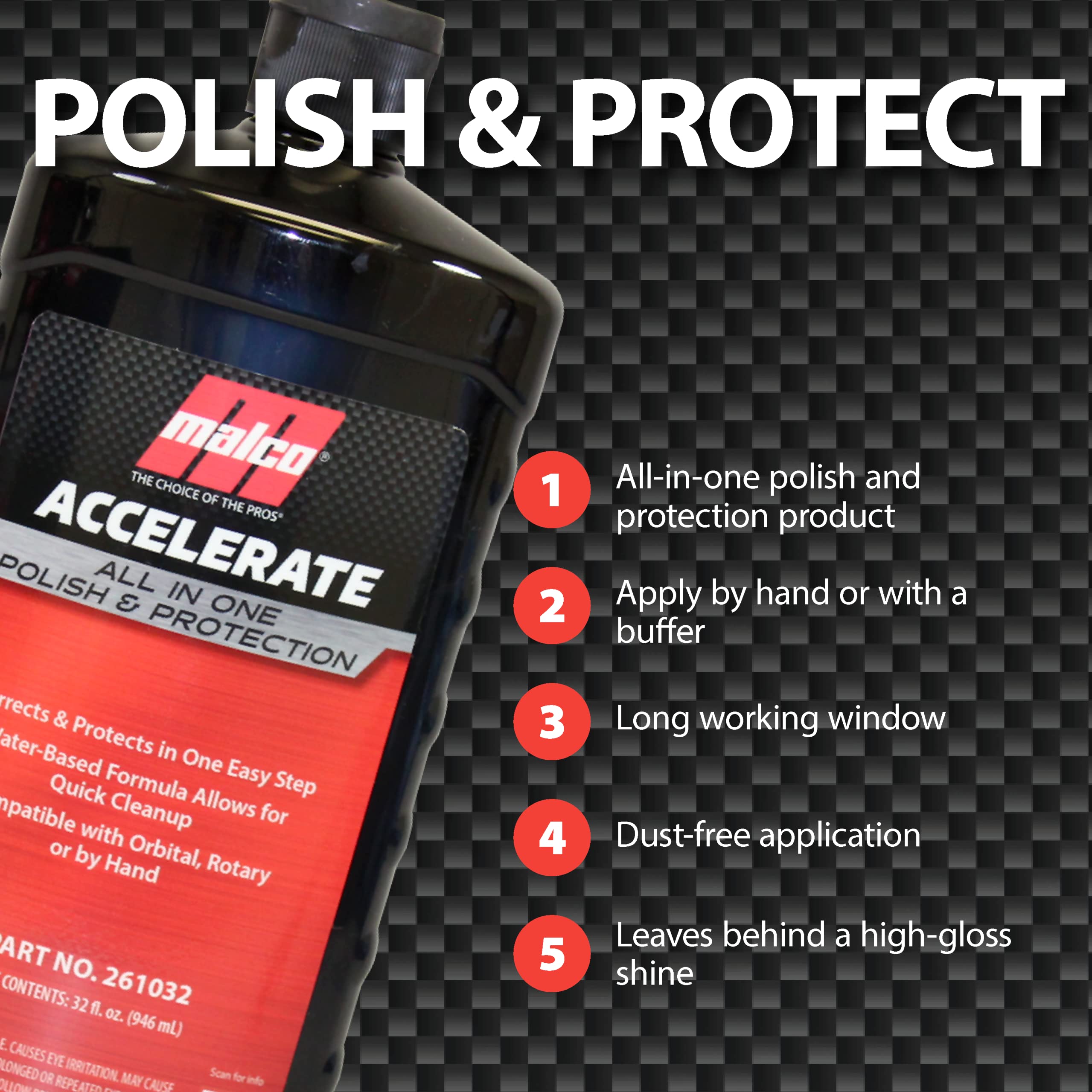 Malco Accelerate All-in-One Polish & Protection - One-Step Car Polishing Compound Designed to Remove Light to Medium Paint Defects/Deep Glossy Finish with 90-Day Protection (261032) - Image 4
