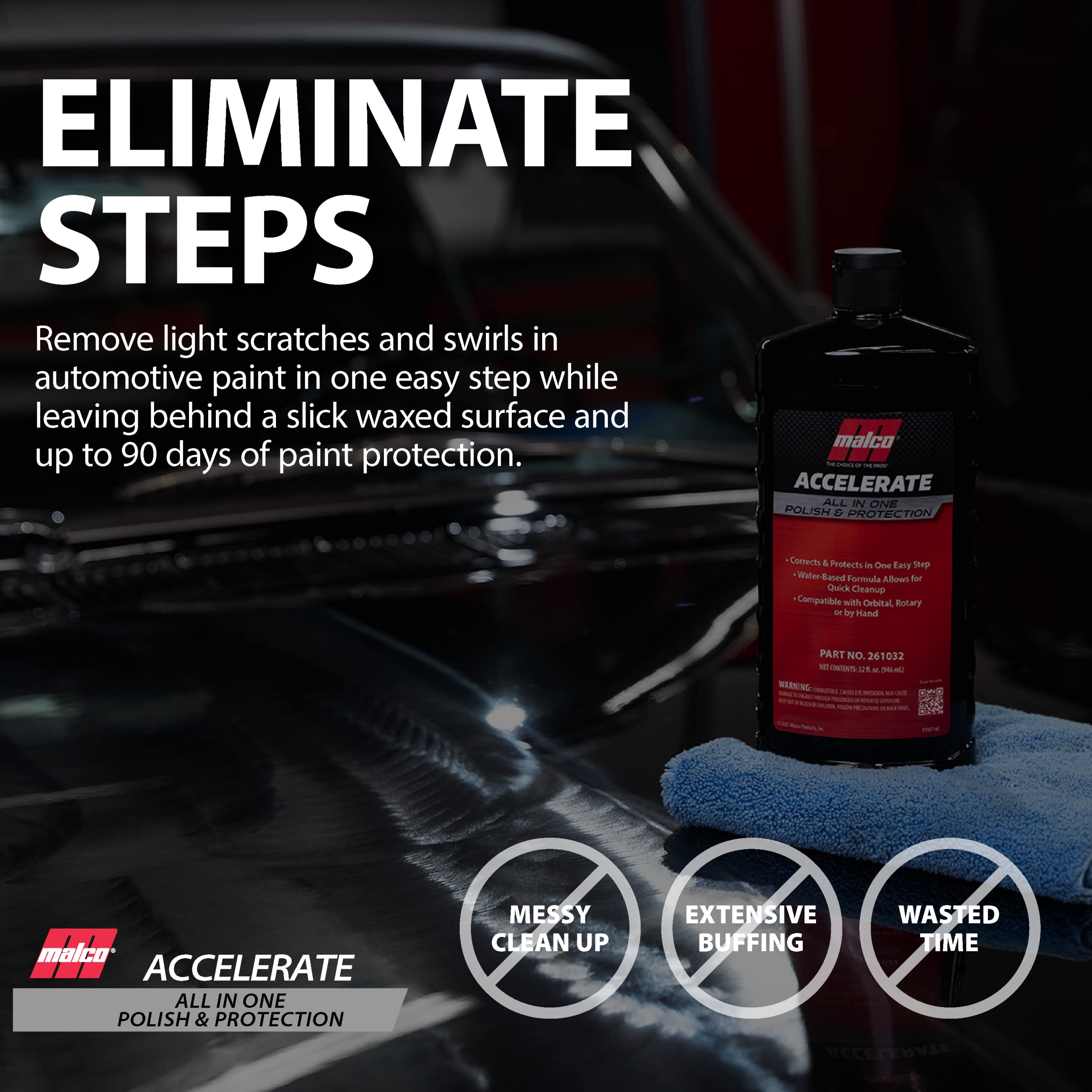 Malco Accelerate All-in-One Polish & Protection - One-Step Car Polishing Compound Designed to Remove Light to Medium Paint Defects/Deep Glossy Finish with 90-Day Protection (261032) - Image 7