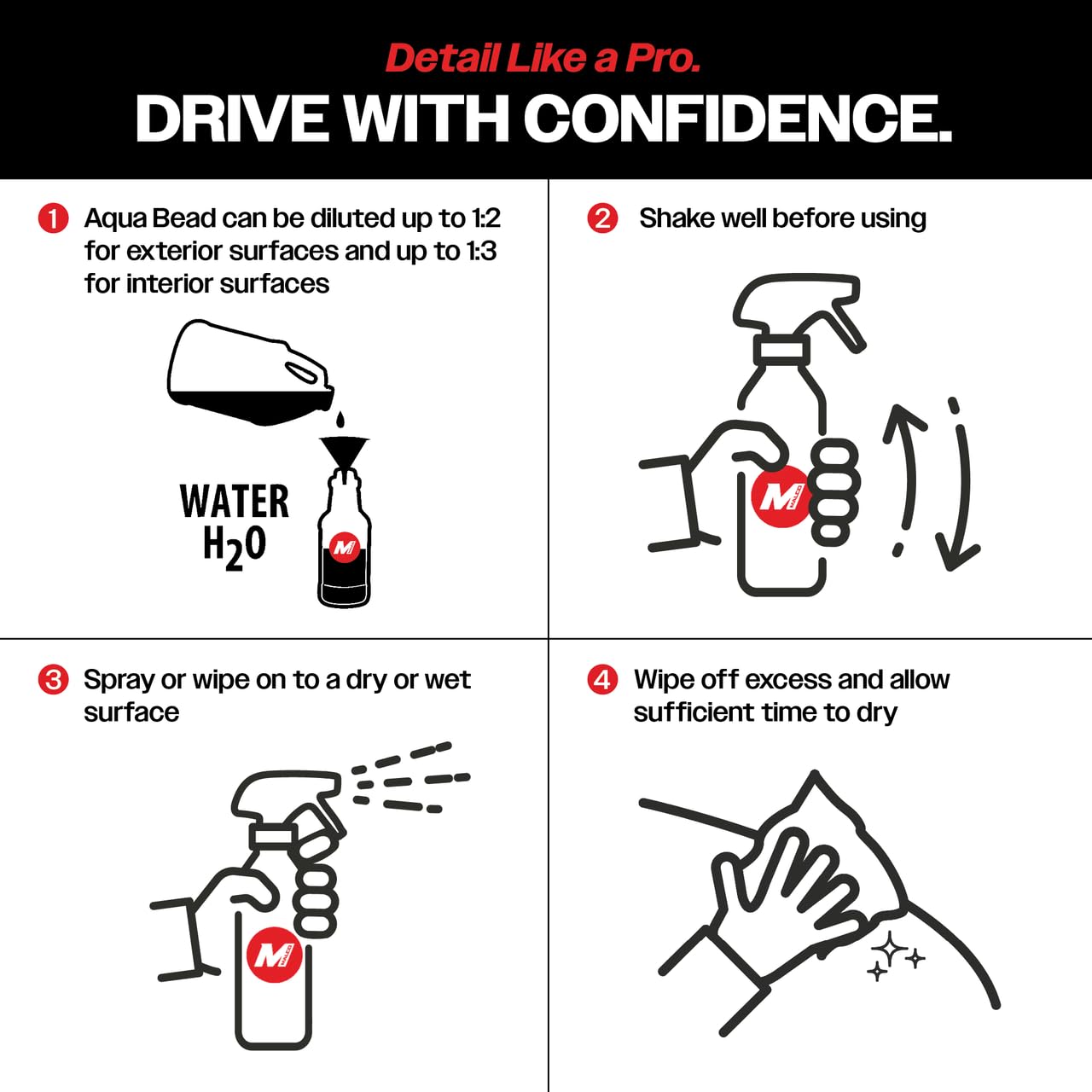 Malco Aqua Bead Water Based Dressing - Non-Greasy Interior and Exterior Dressing/Shines Car Tires, Rubber, Plastic and Trim/Concentrated Formula, Dilutable for Variable Gloss / 1 Gallon (129601) - Image 4