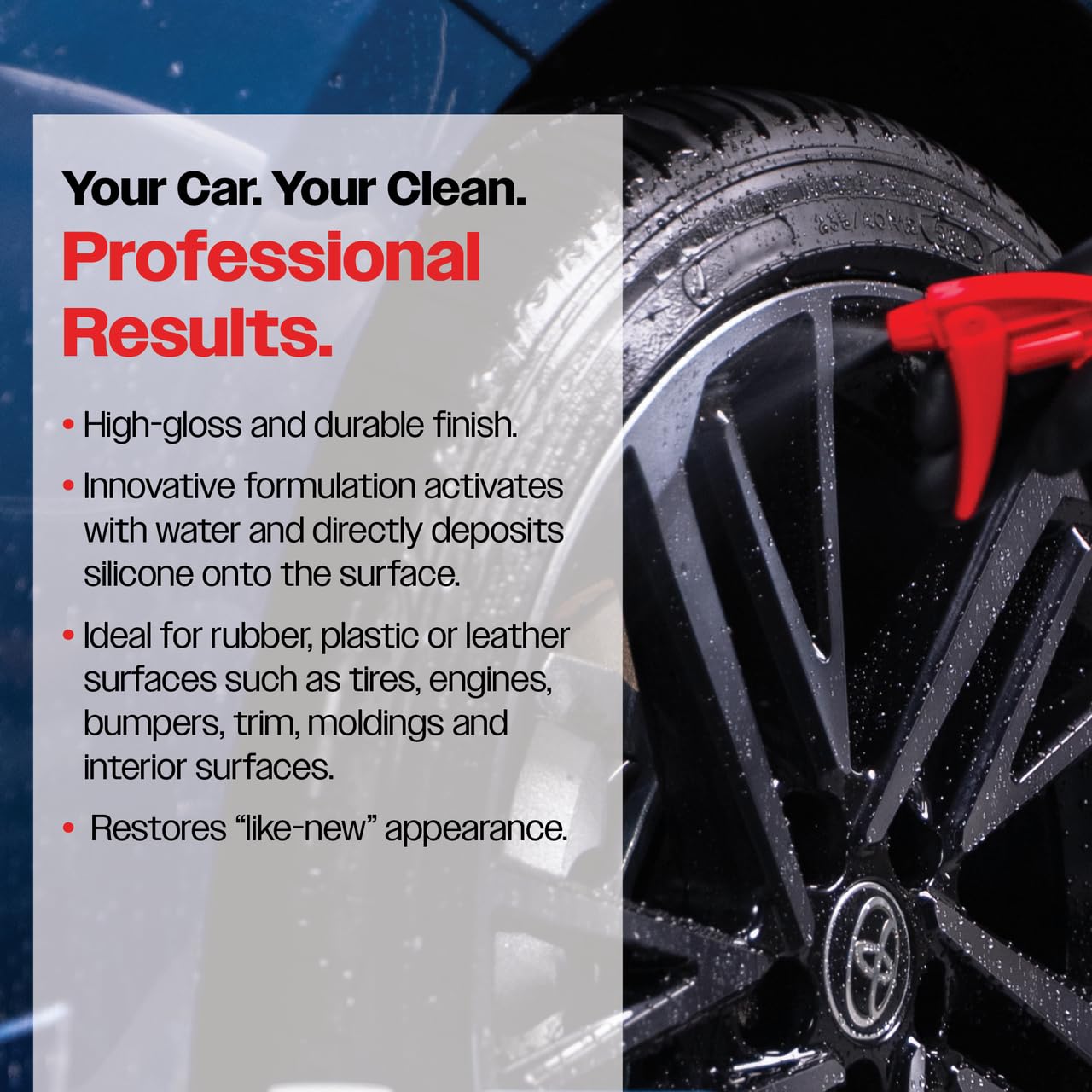 Malco Aqua Bead Water Based Dressing - Non-Greasy Interior and Exterior Dressing/Shines Car Tires, Rubber, Plastic and Trim/Concentrated Formula, Dilutable for Variable Gloss / 1 Gallon (129601) - Image 8