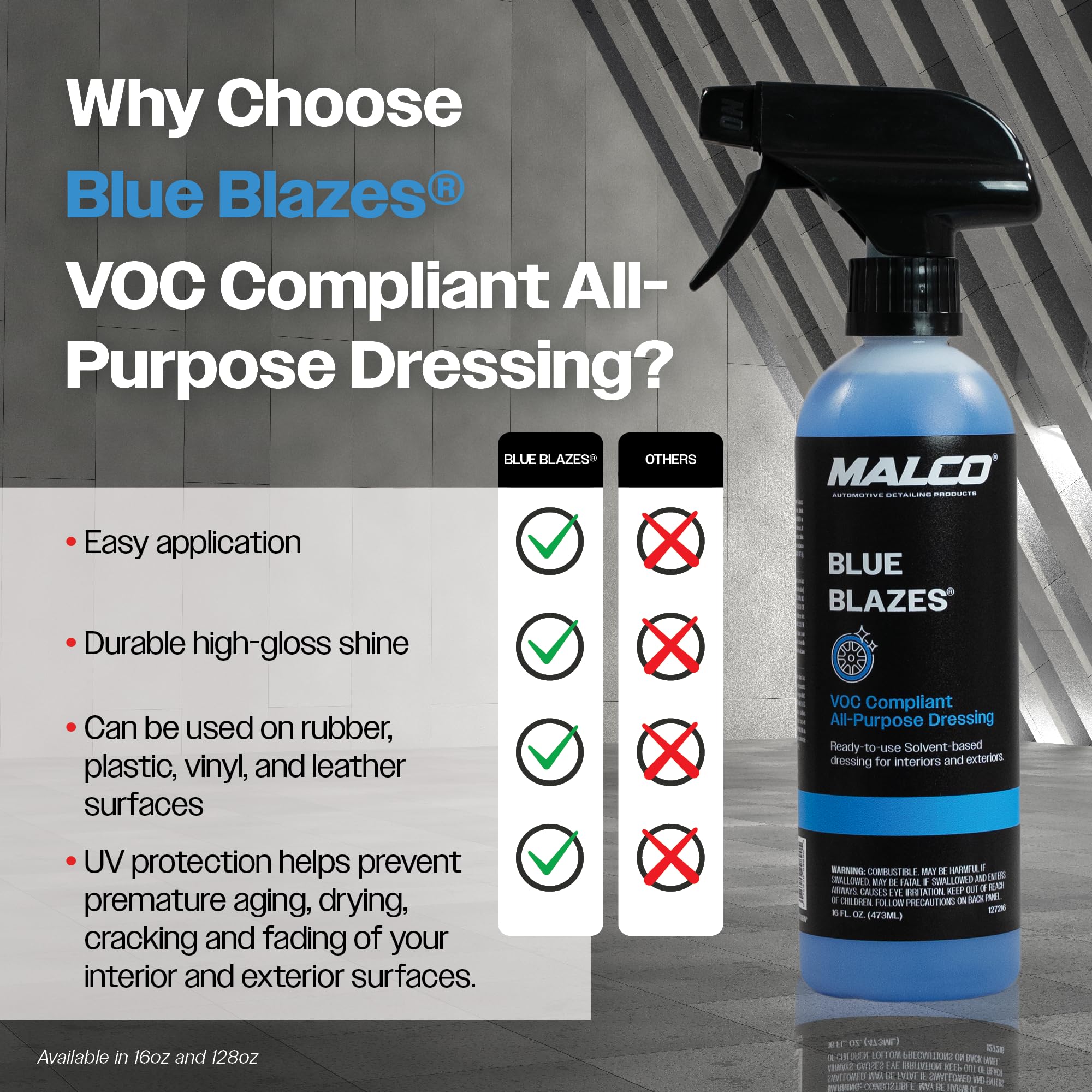 Malco Blue Blazes VOC Compliant All-In-One Car Conditioner – Protects & Preserves Leather, Rubber, Plastic, & Vinyl Surfaces/Produces a Durable, High-Gloss Shine/Pleasant Fragrance/16 Oz. (127216) - Image 4