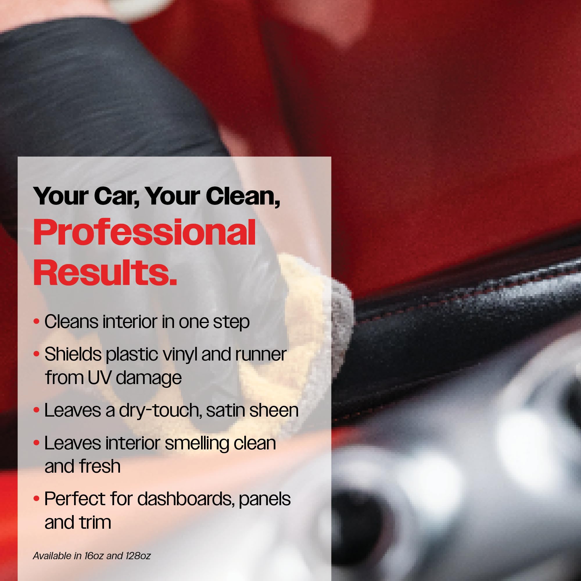 Malco Clean and Shine Interior Car Cleaner and Dressing - Best Interior Car Care to Restore Leather Plastic and Vinyl / 1 Simple Step To Clean, Condition, and Protect/Non-Glare Satin Finish (125901) - Image 3