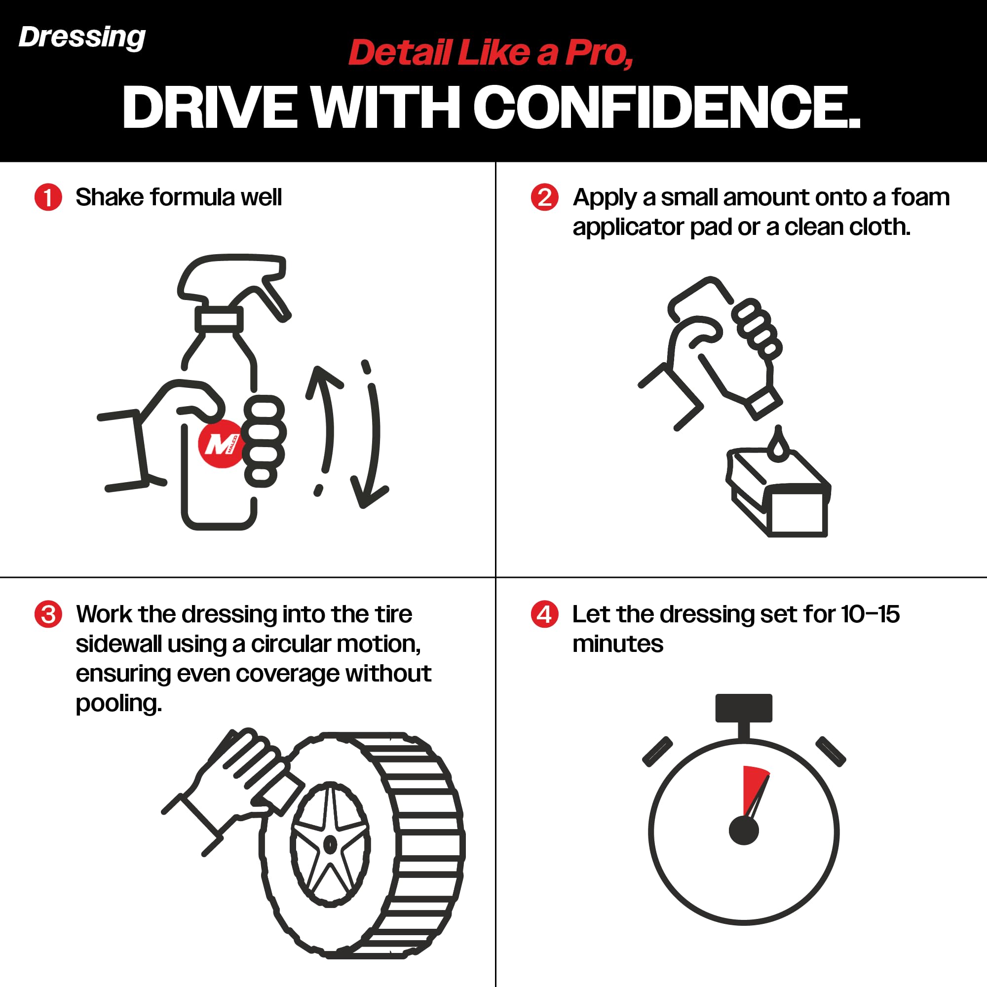 Malco Complete Wheel & Tire Cleaner – Fast Acting, Non-Acid Formula/Removes Dust, Grease, Oil, and Dirt from Entire Wheel / 16 oz. (122916) - Image 7