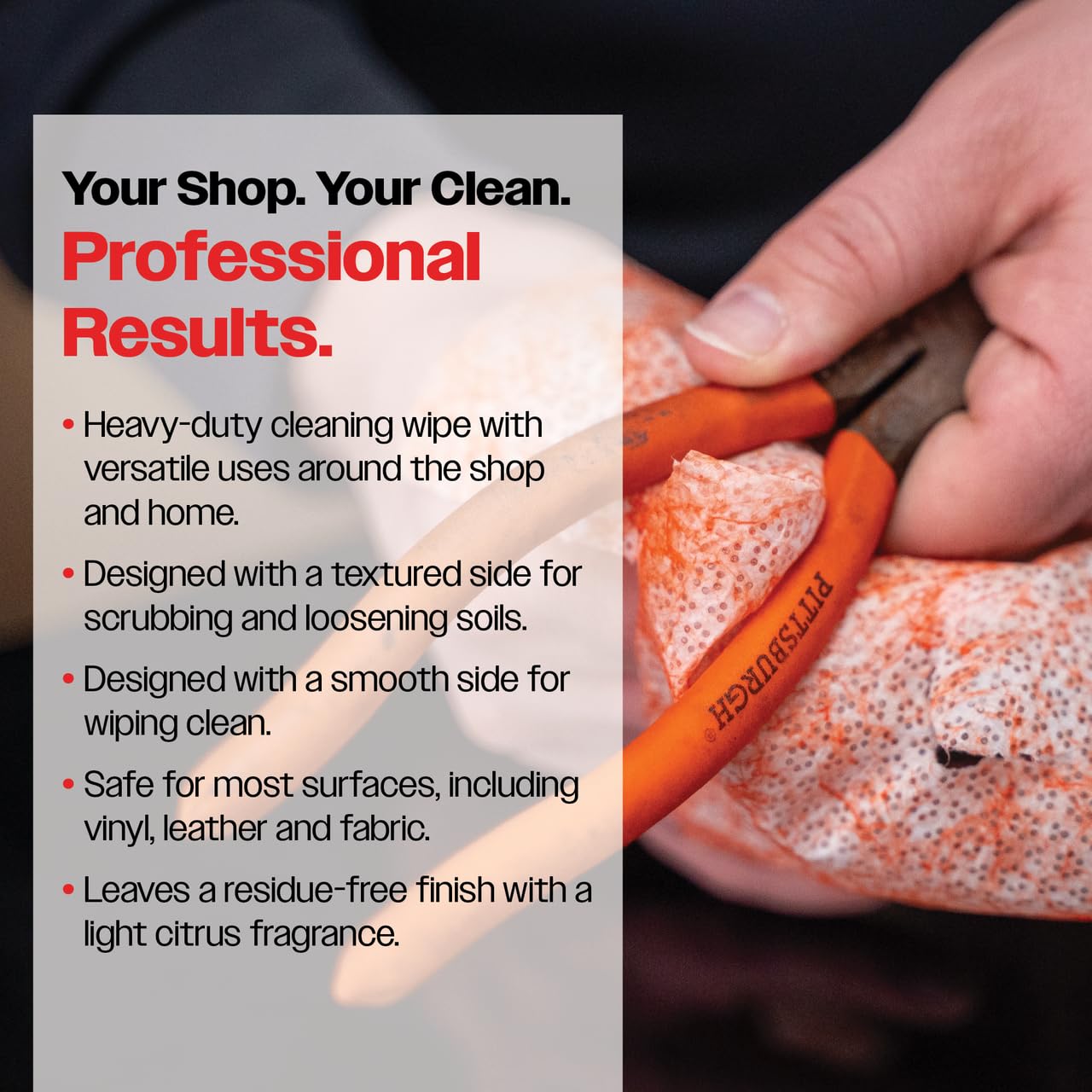 Malco Duplex Heavy Duty Cleaning Wipes for Home and Auto - Dual Sided Textured, Wet Wipe/Removes Grease, Tar, Paint, Oil, Dirt/No Residue/Safe for Hands/Made in USA (130 Wipes) - Image 4