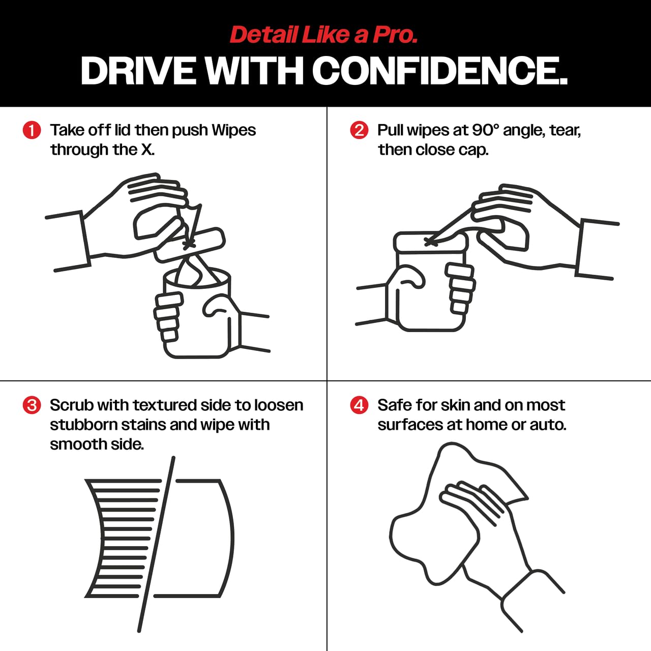 Malco Duplex Heavy Duty Cleaning Wipes for Home and Auto - Dual Sided Textured, Wet Wipe/Removes Grease, Tar, Paint, Oil, Dirt/No Residue/Safe for Hands/Made in USA (130 Wipes) - Image 8