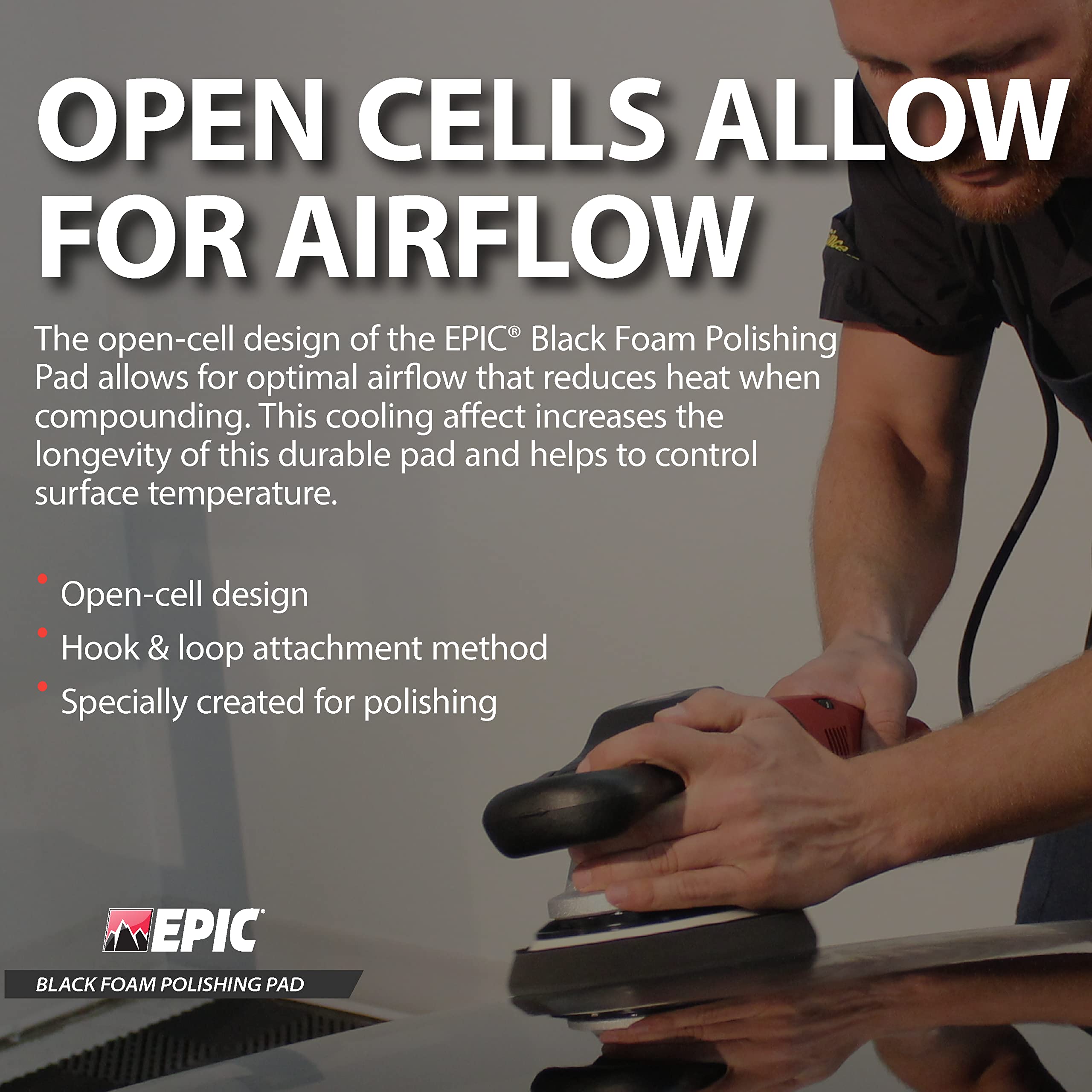 Malco Epic Black Foam Finishing Polish Pad 6.5 inch – Orbital Polishing Pad/Use with Malco Epic Finishing Polish (109232) / Swirl-Free and Dust-Free Finish / (840003) - Image 5