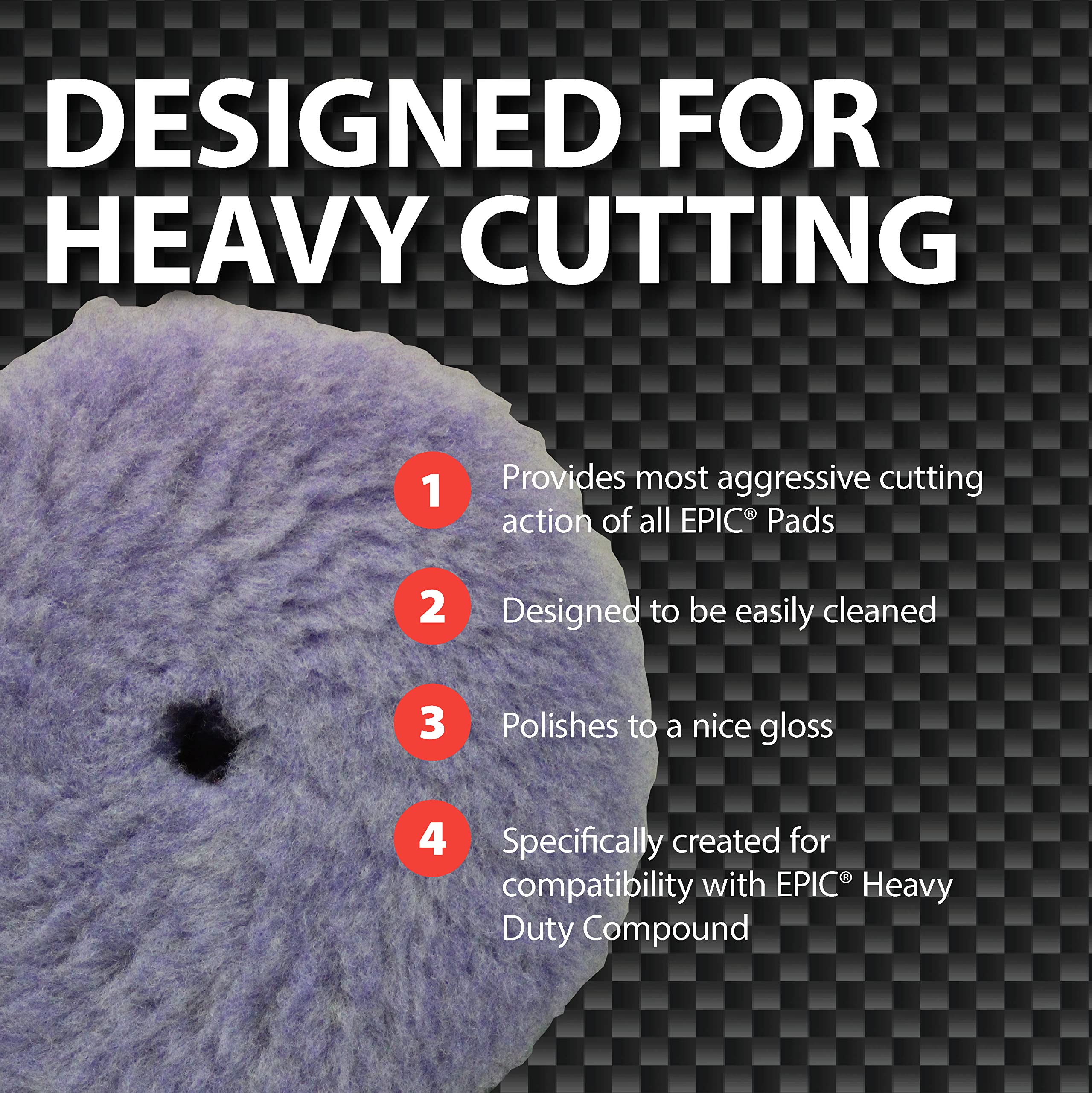 Malco Epic Purple Wool Heavy Duty Pad 6.25 inch – Orbital Polishing Pad for P1500 Sand Scratches/Use with Malco Epic Heavy-Duty Compound (109032) / Swirl-Free and Dust-Free Finish (840004) - Image 4
