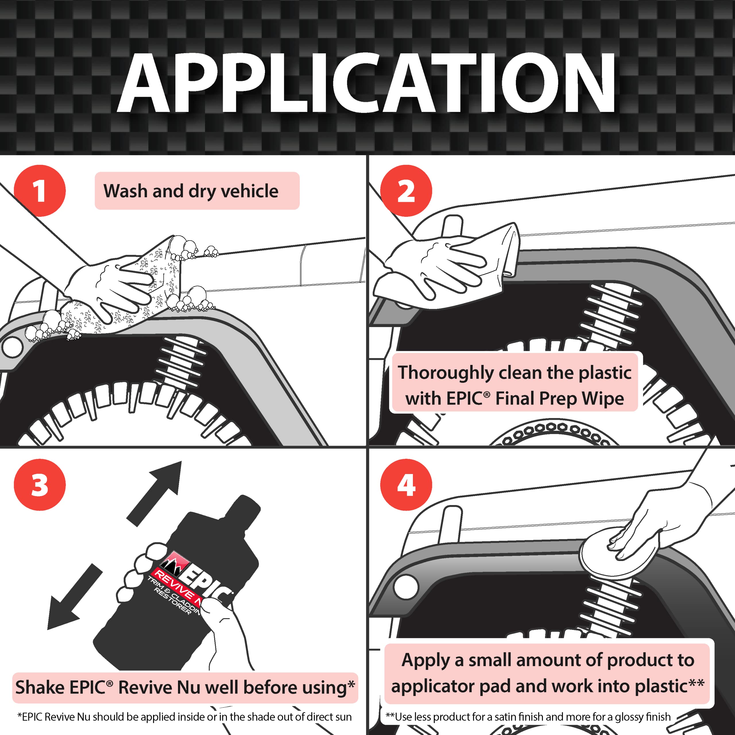 Malco Epic Revive Nu Plastic Trim & Cladding Restorer - Restores Faded and Dried Out Plastic/Vinyl and Rubber Back to Black or Gray Finish / 16 Oz (199816) - Image 3