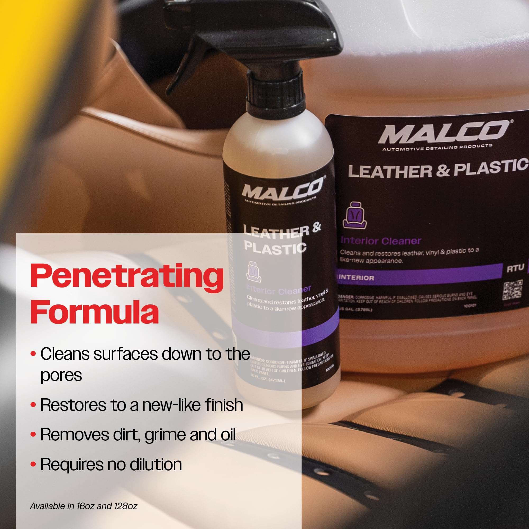 Malco Leather & Plastic Cleaner – Penetrates Deep to Remove Dirt, Grime and Oily Soils/Restores Leather, Plastic and Vinyl/Leaves Surfaces Clean, Shiny and Film-Free / 16 Oz. (100116) - Image 5