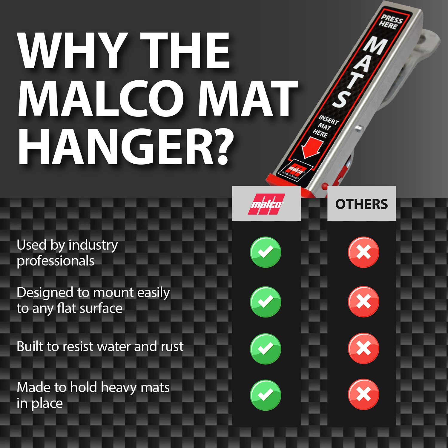 Malco Mat Clamp - Heavy Duty Aluminum Car Wash Floor Mat Hanger/Hold Your Floor Mats While You Clean Your Car/Pack of 4 (810149PK4) - Image 5