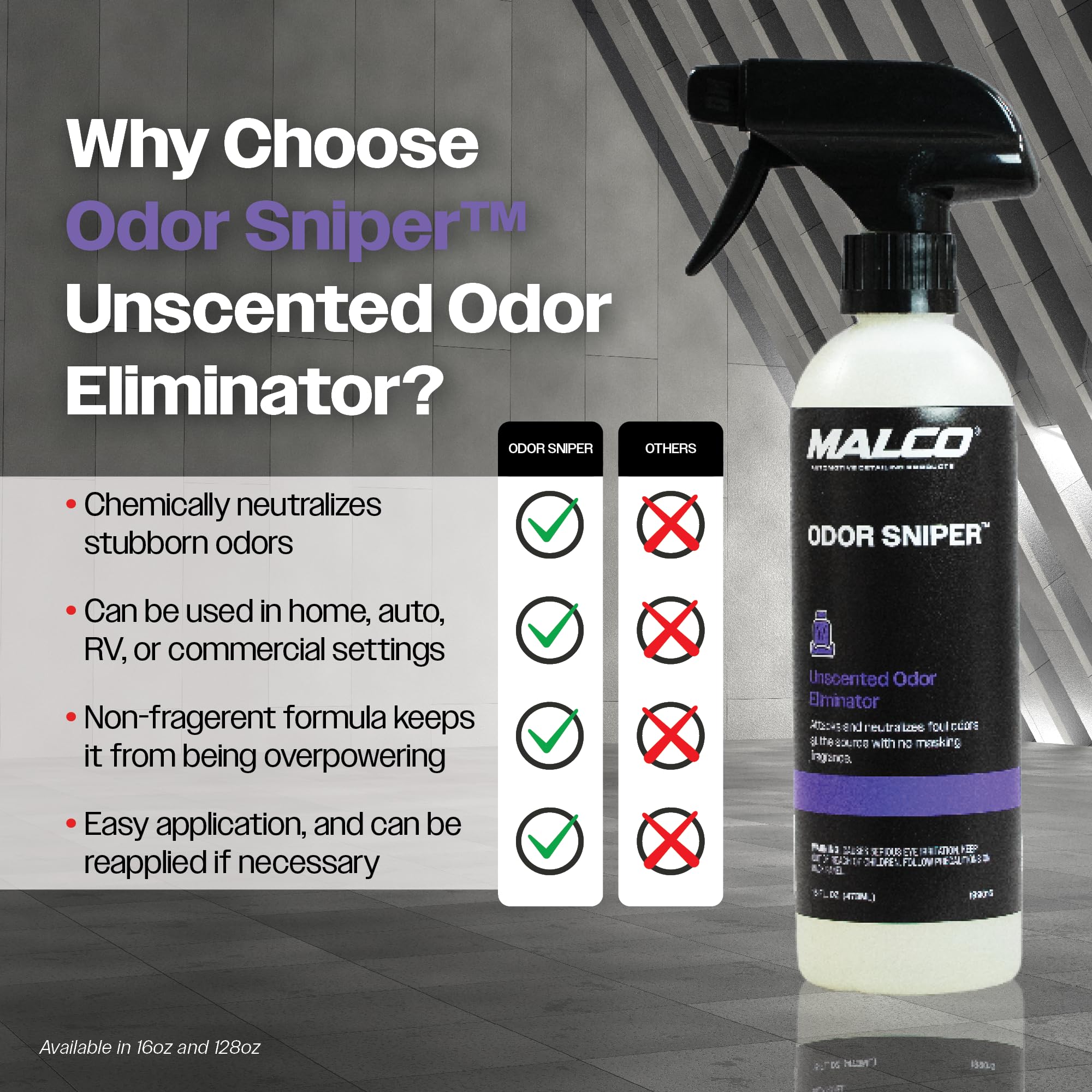 Malco Odor Sniper - Fragrance-Free Odor Eliminator for Car Interiors/Penetrates Odors at the Source/Chemically Neutralizes Foul Scents in Your Vehicle / 16 Oz. (199016) - Image 4