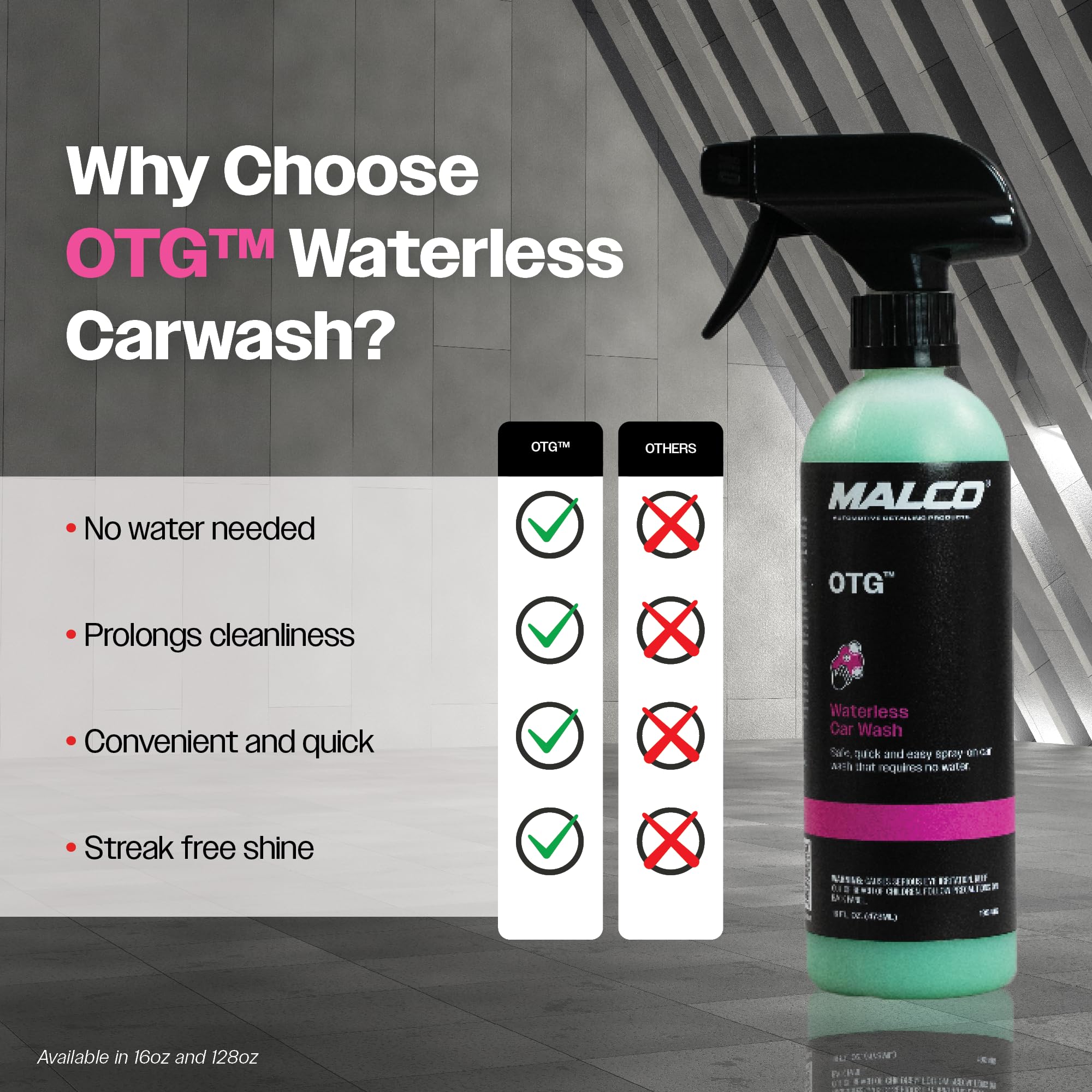 Malco OTG Waterless Car Wash (16 Oz.) - 100% Waterless Car Wash Spray/No Water or Bucket Needed/Safe and Effective Cleaning Solution for Cars/Great for On The Go or Regular Use (199416) - Image 5