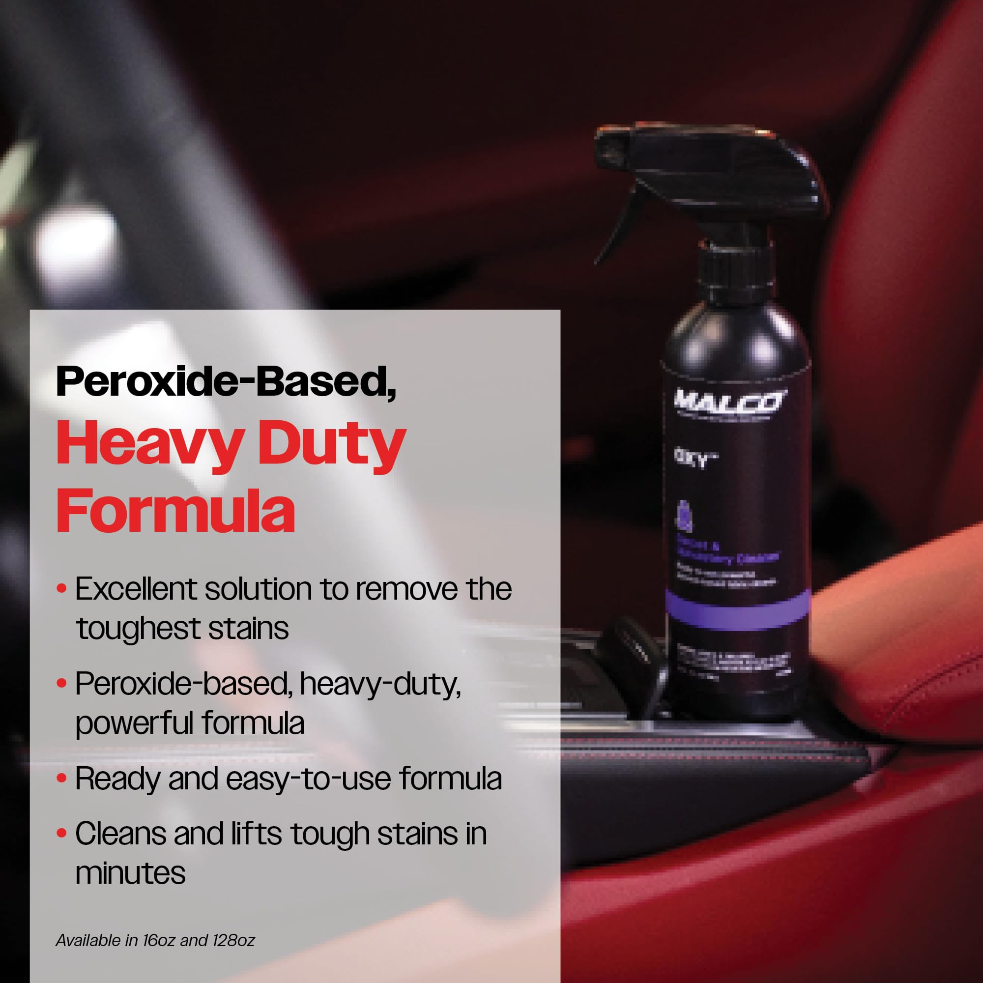 Malco OXY Carpet & Upholstery Cleaner - Stain Remover Spray for Car Interior Fabric/Cleans the Toughest Vehicle Stains/Deep Cleaning Liquid Formula / 16 Oz. (127816) - Image 3