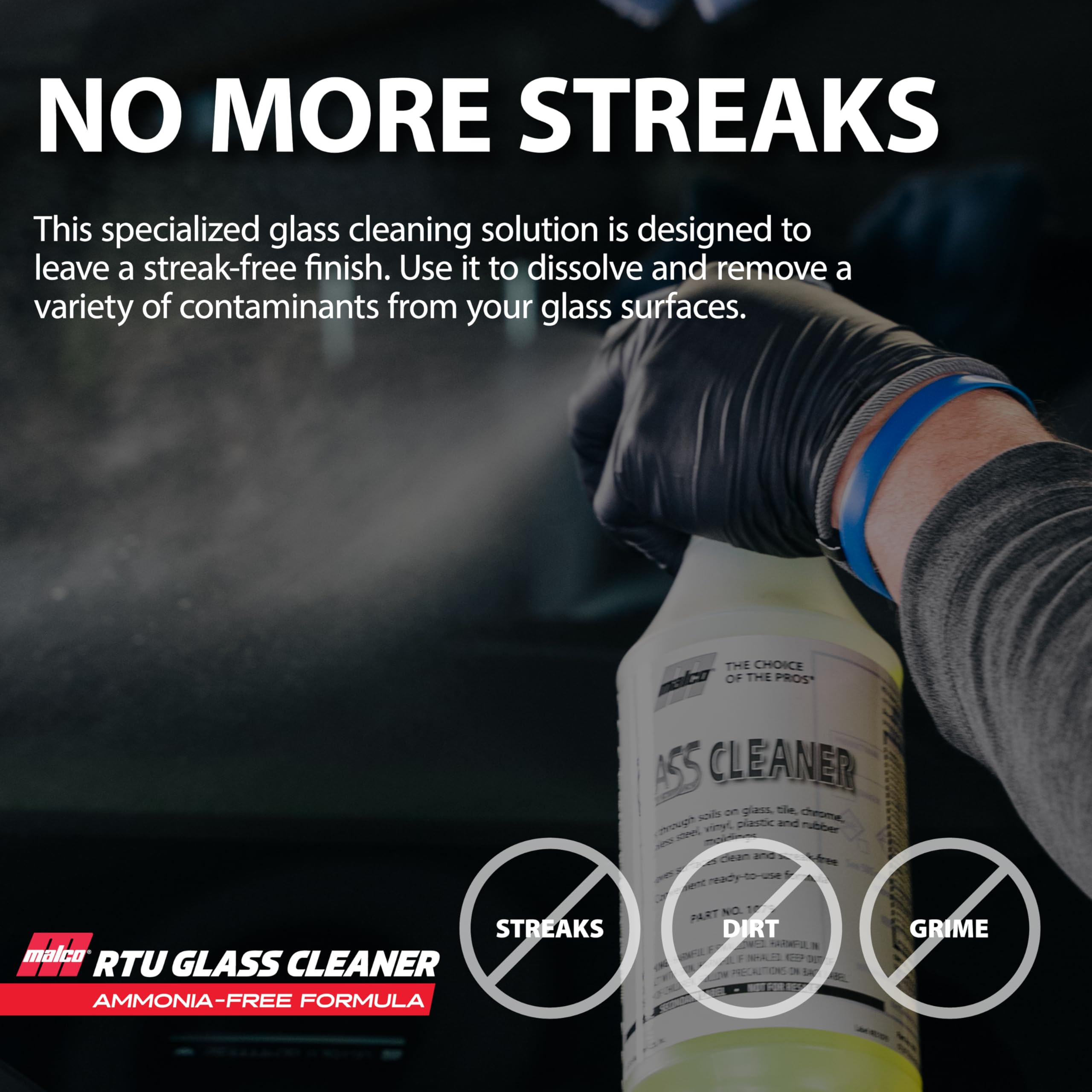 Malco Ready-To-Use Glass Cleaner - Streak-Free Removal of Dirt, Grease, Oils, & Bug Debris from Glass, Chrome, Tile, Stainless Steel, Vinyl, Rubber/Ammonia-Free & Tint Safe / 1 Gallon (107901) - Image 6