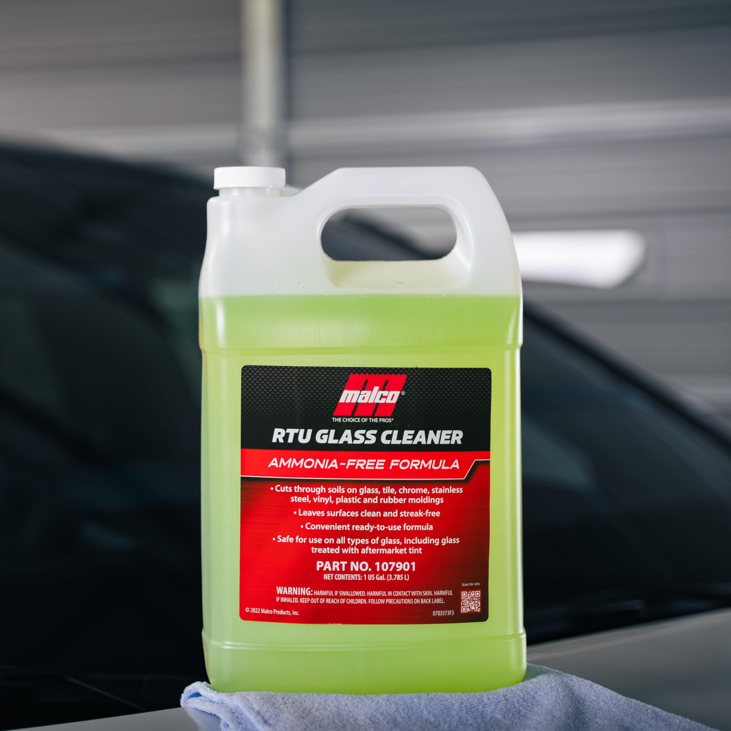 Malco Ready-To-Use Glass Cleaner - Streak-Free Removal of Dirt, Grease, Oils, & Bug Debris from Glass, Chrome, Tile, Stainless Steel, Vinyl, Rubber/Ammonia-Free & Tint Safe / 1 Gallon (107901) - Image 7