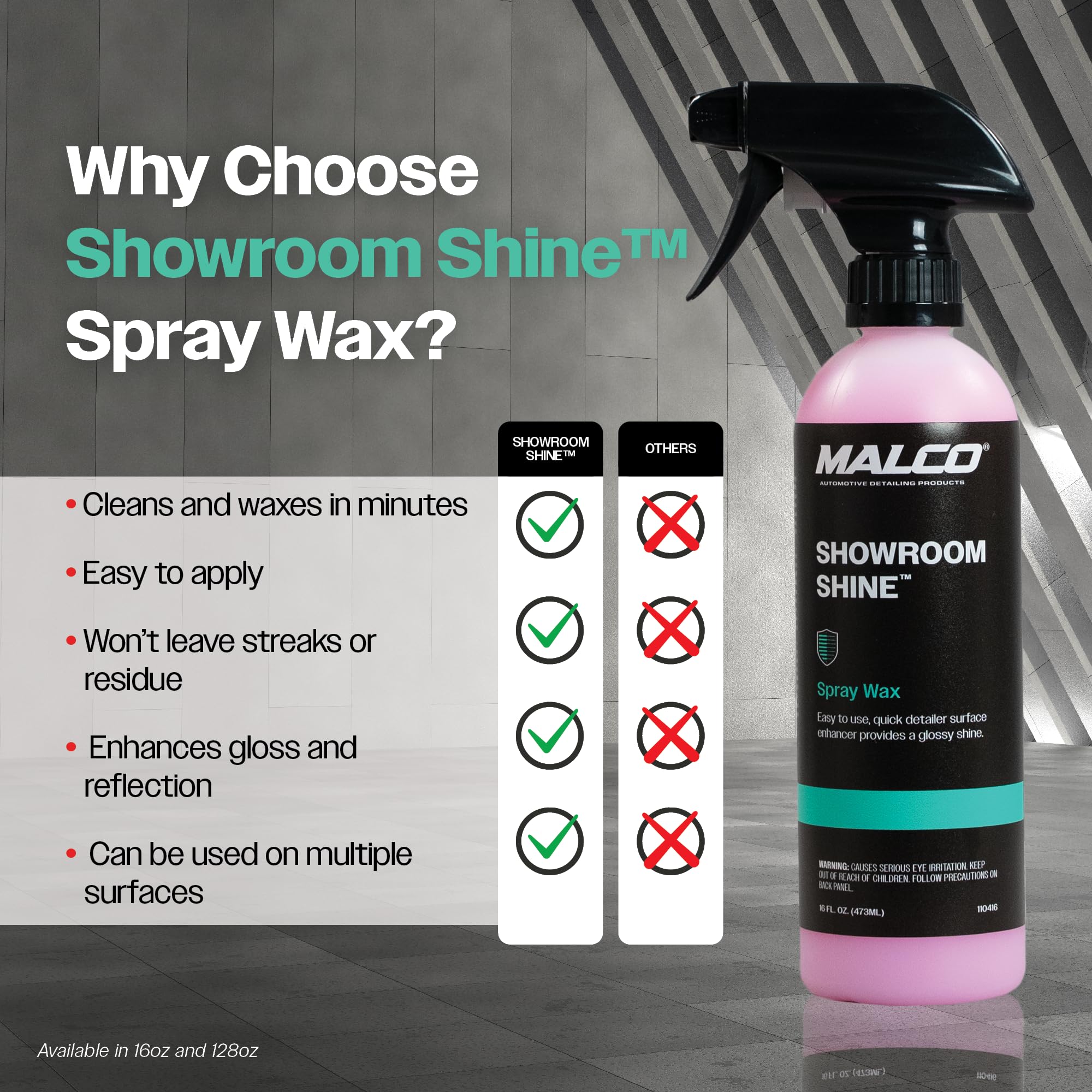 Malco Showroom Shine Spray Car Wax and Instant Detailer - Best Car Wax Spray for Professional Finish/Easy to Use Instant Detailer/Cleans and Waxes Painted Surfaces, Metal and Glass (110416) - Image 5