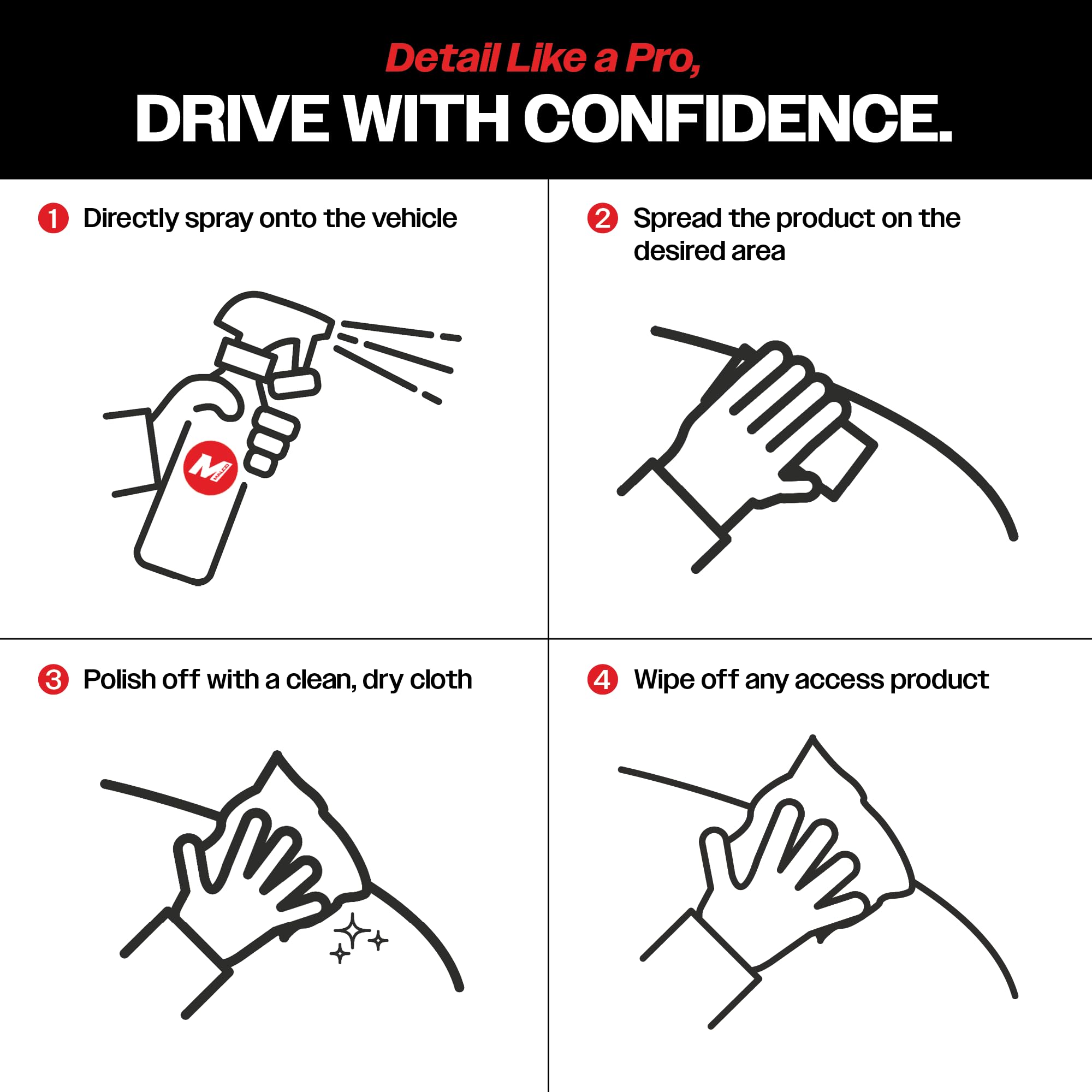 Malco Showroom Shine Spray Car Wax and Instant Detailer - Best Car Wax Spray for Professional Finish/Easy to Use Instant Detailer/Cleans and Waxes Painted Surfaces, Metal and Glass (110416) - Image 8