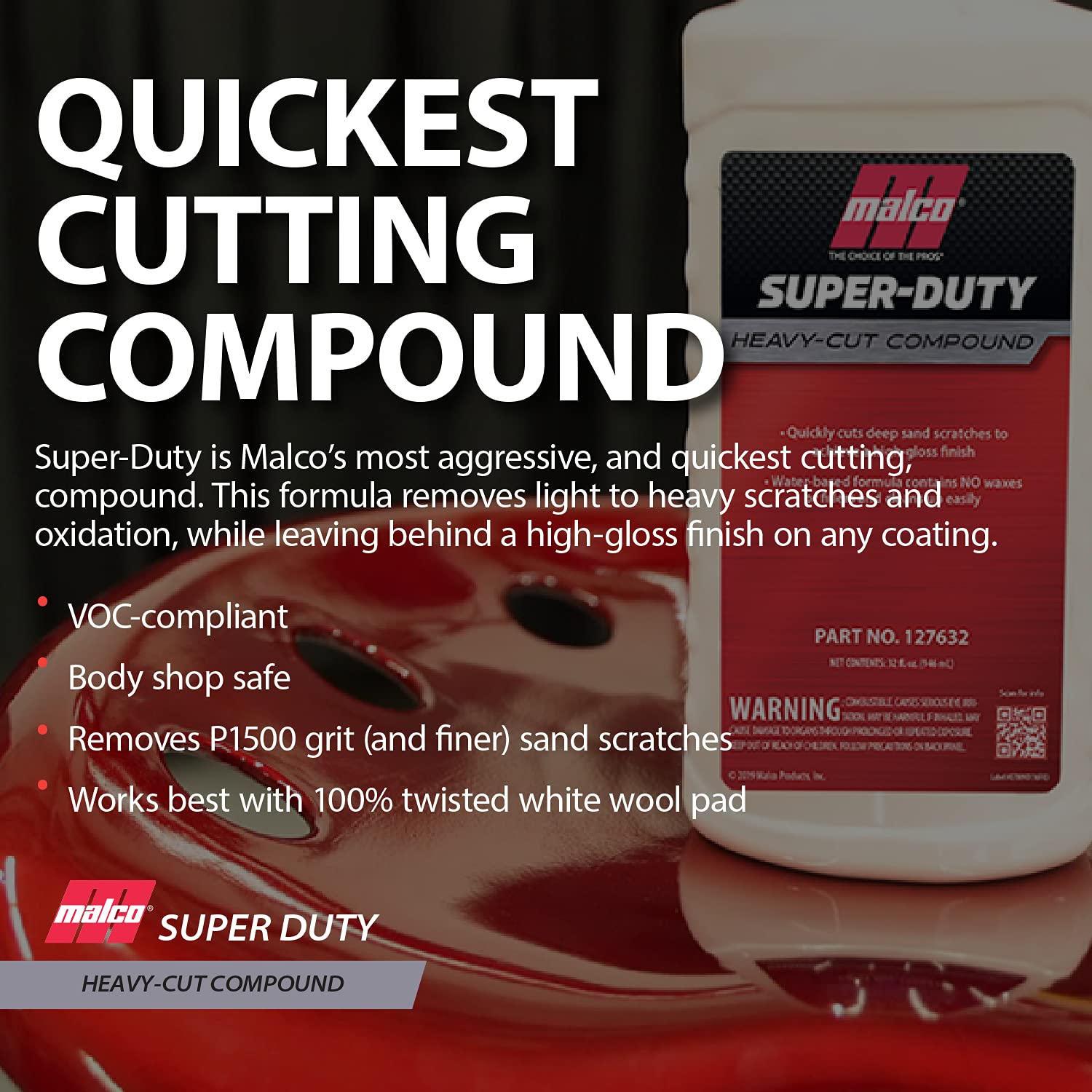 Malco Super Duty Heavy Cut Compound - Professional Cutting, Polishing and Finishing Compound/for Auto Paint Correction, Detailing and Buffing / 32 oz. (127632) - Image 6