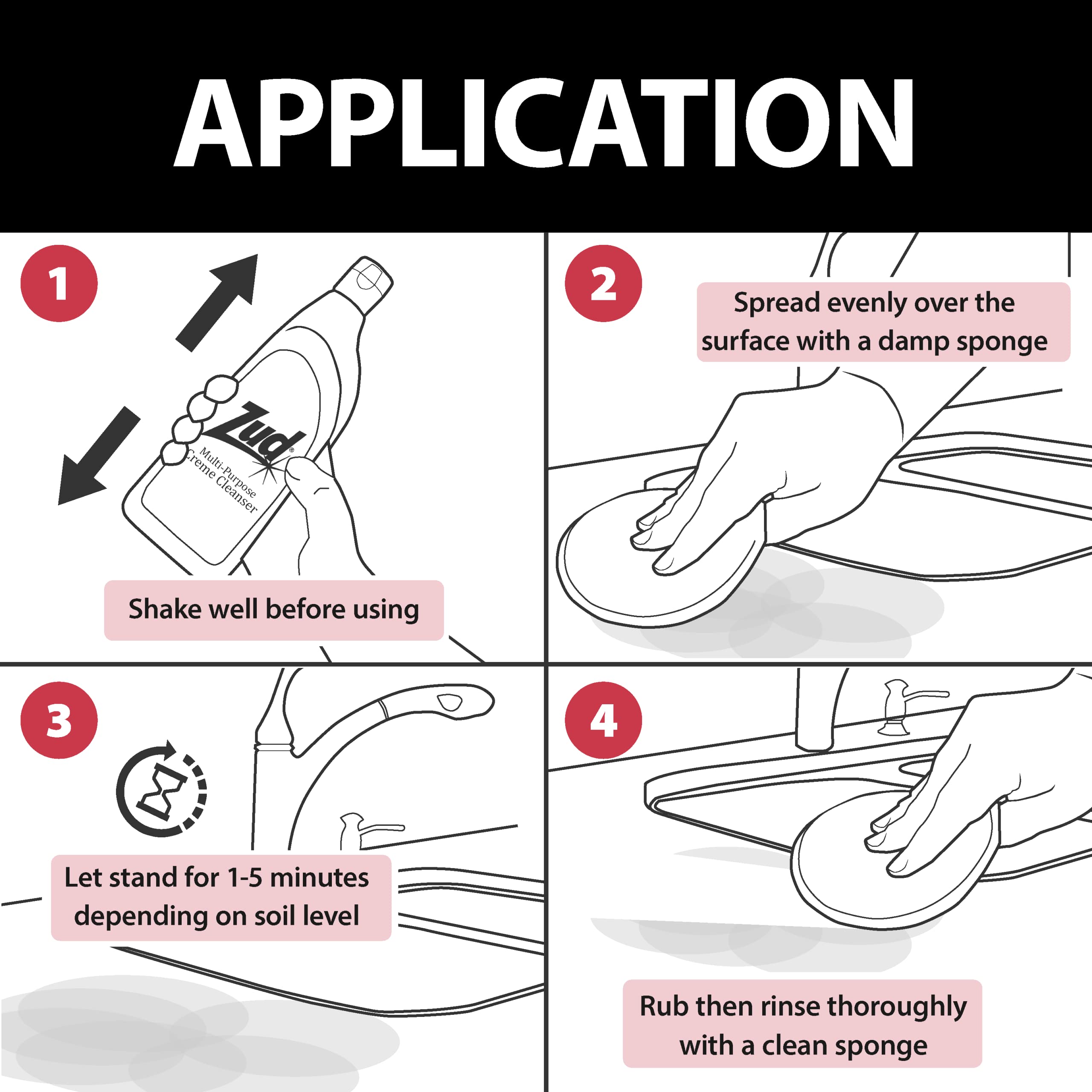 Zud Cream Cleanser (2-Pack) - Ultimate Bathroom Cleaner / Bleach-Free Formula for Shiny Surfaces / Removes Rust, Hard Water Stains, & Grime / Best for Countertops, Bathrooms, Marble, and More (530019) - Image 3
